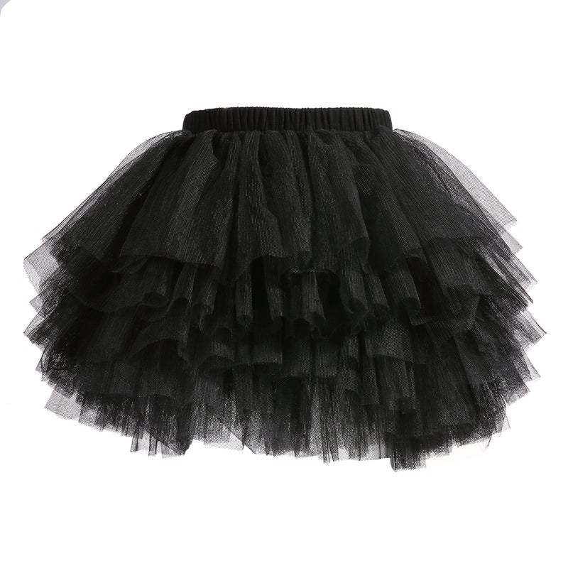 elamccor Baby Girls' Tutu Skirt Toddler 6 Layered Tulle Tutus 1-8T Black - Image 1